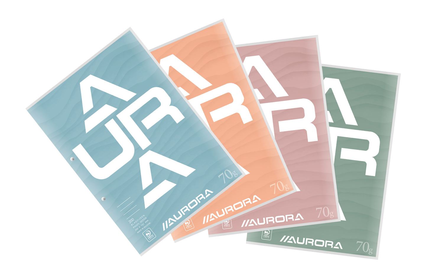 Aurora A4 cursusblok, 2 gaten, 200 pagina's, 70 g/m²