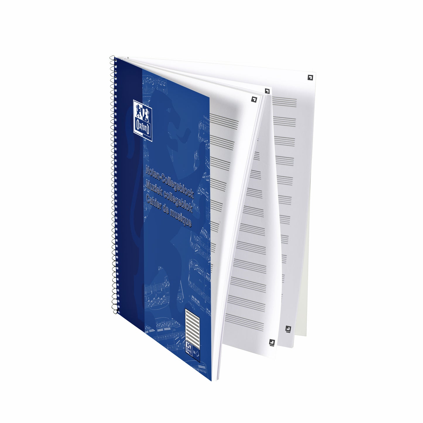 Collegeblok Oxf A4+ muziek 4 gaten 50 vel 80 g blauw - 3