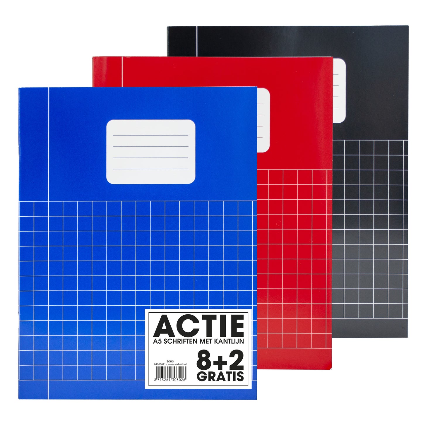 Verhaak Basic A5 Ruit Schrift 10x10mm 80 Pag 60g Assorti - 2