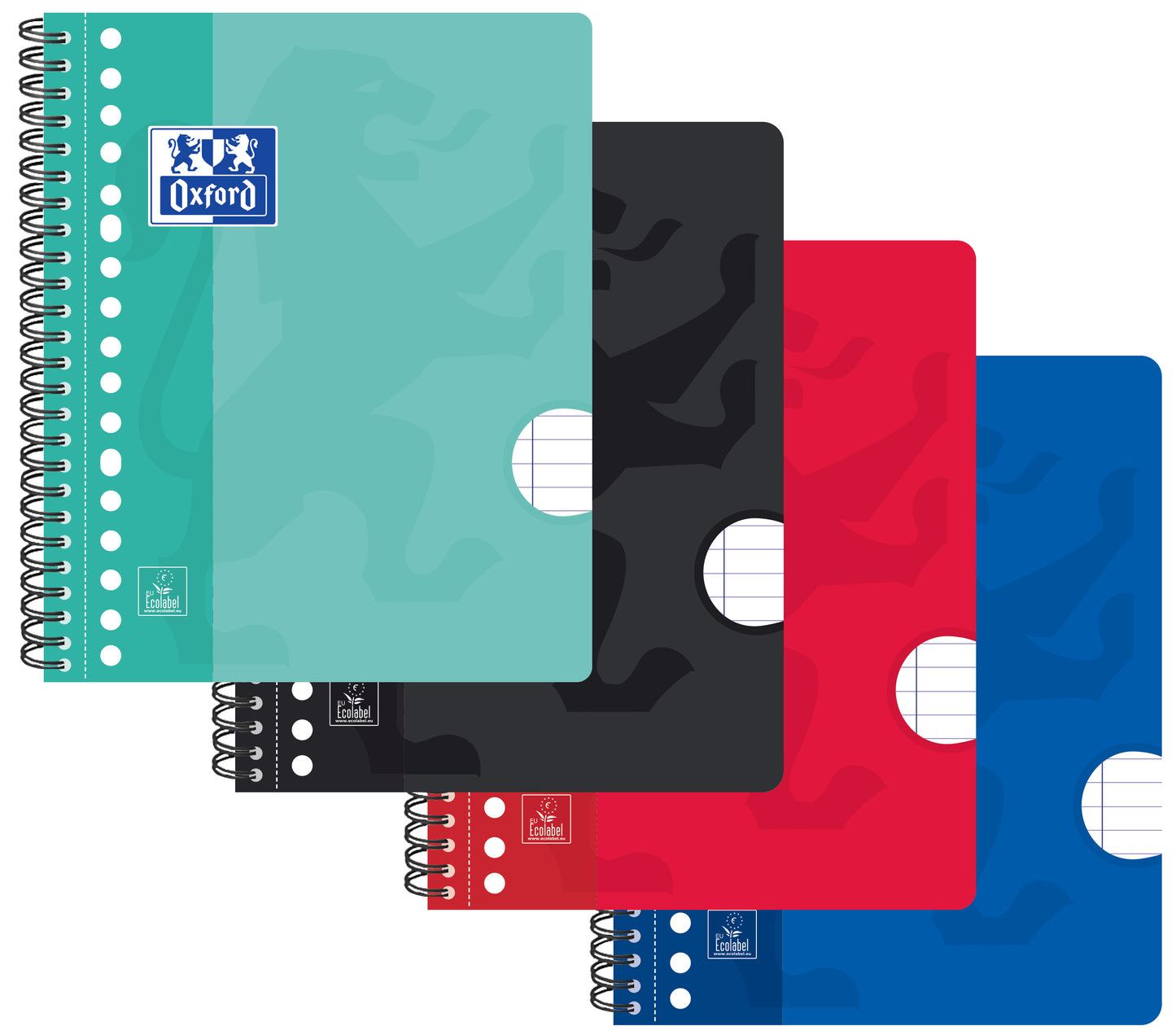 Collegeblok Oxford School A5+ met 17 gaten, 160 pagina's, assorted kleuren