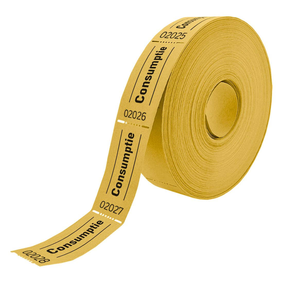 Consumptiebon Combicraft 57x30mm, 2-zijdig, geel, rol van 1000 bonnen