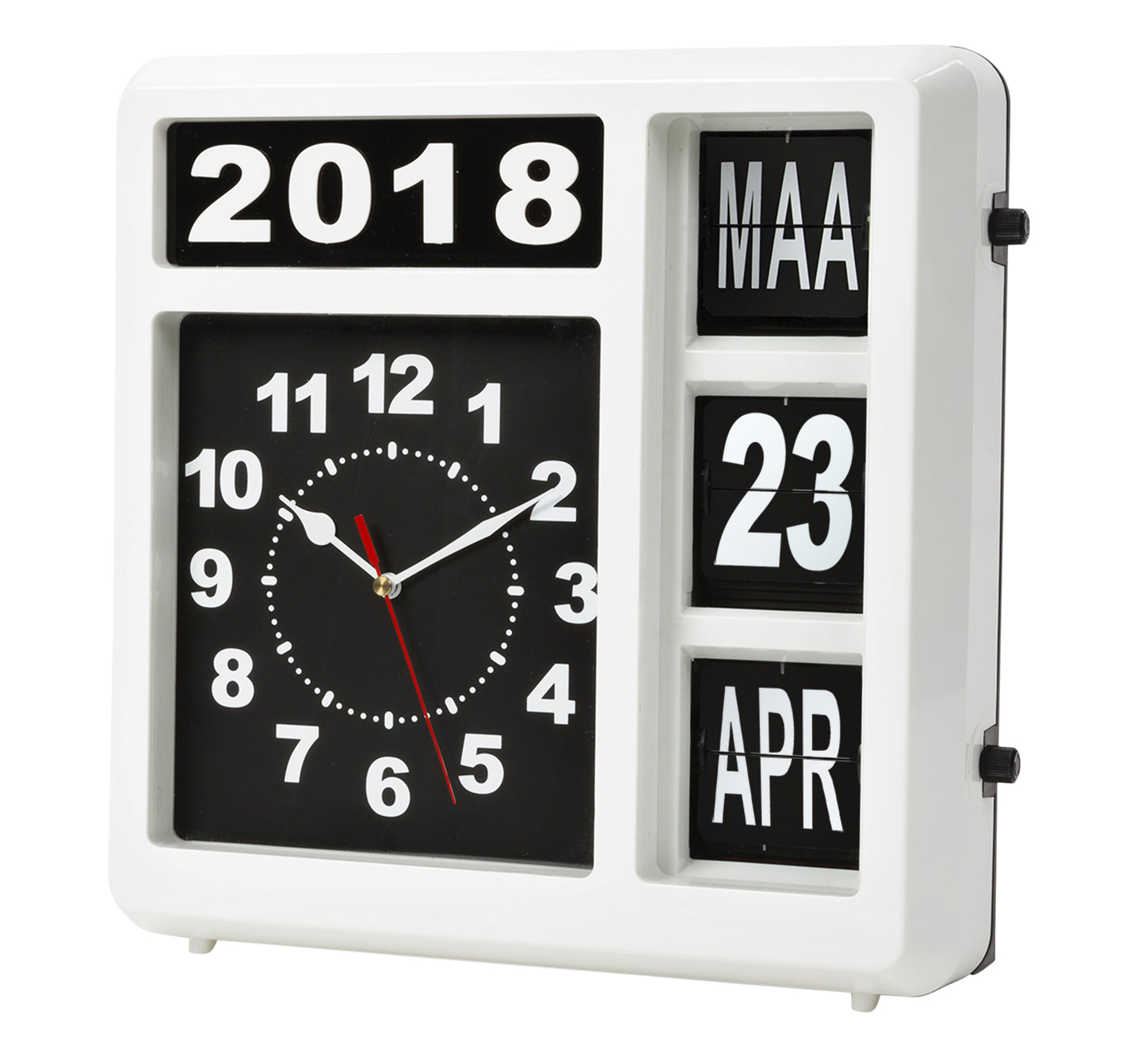 Wandklok Perel Flipover met Kalender, 31 cm - 2