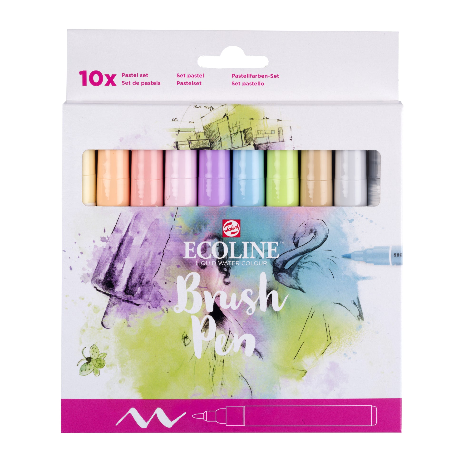 Talens Ecoline Pastel Brush Pen Set 10 kleuren - 3