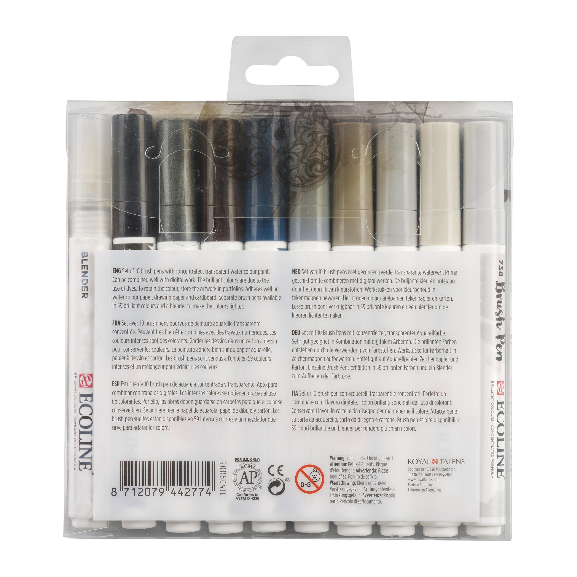 Talens Ecoline Grijstinten Brush Pen Set 10 Kleuren - 4