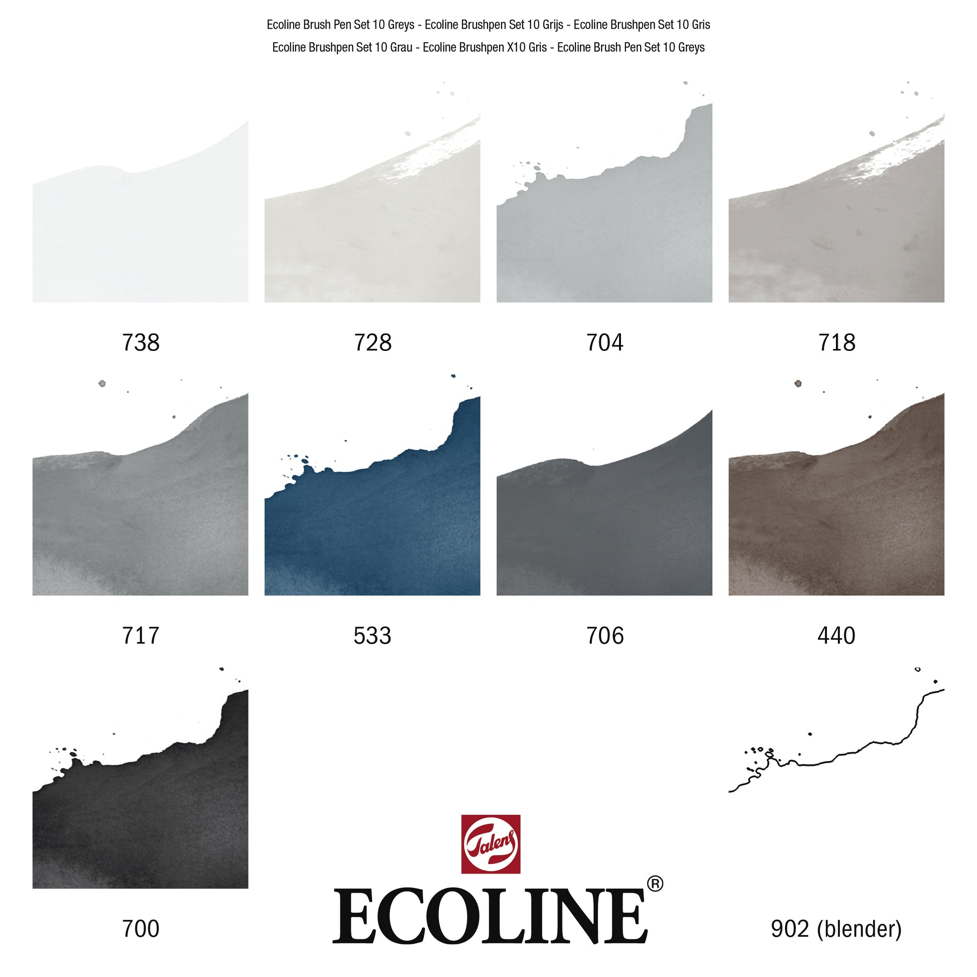 Talens Ecoline Grijstinten Brush Pen Set 10 Kleuren - 5