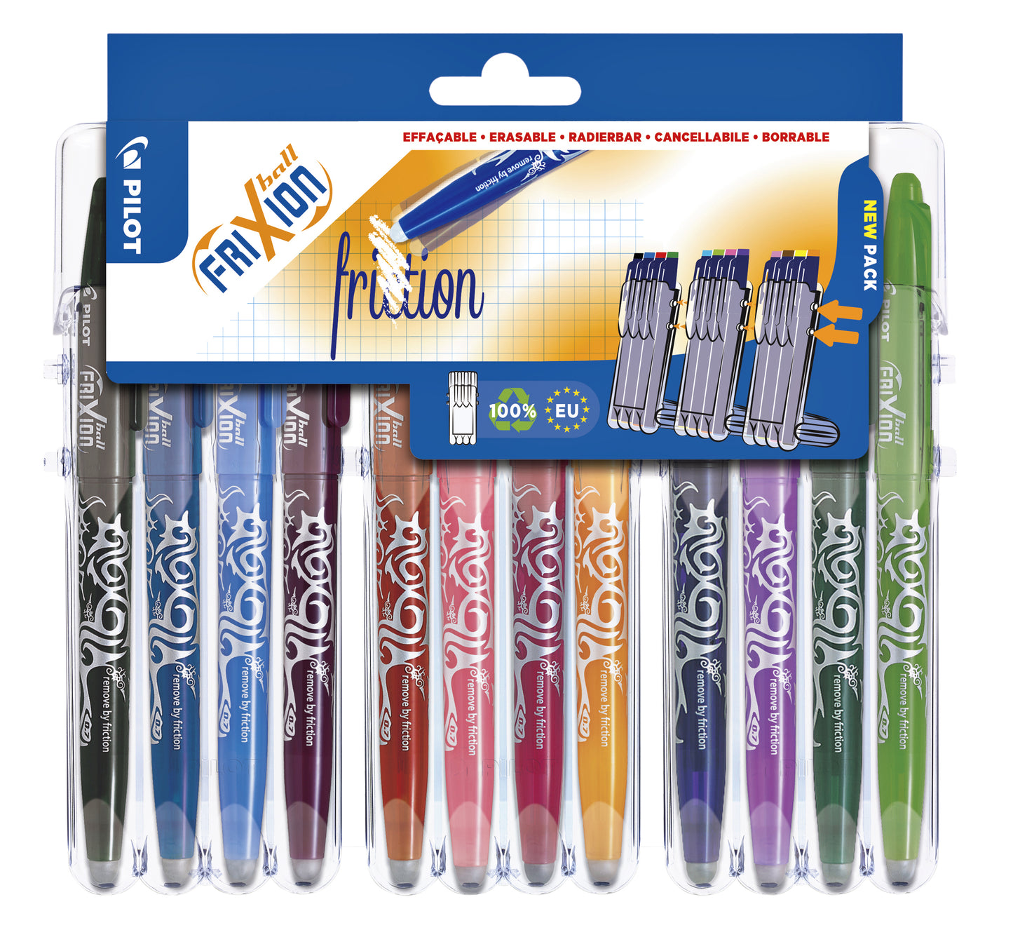 Pilot FriXion Set2Go 12-kleuren gel-rollerballen in assorted kleuren