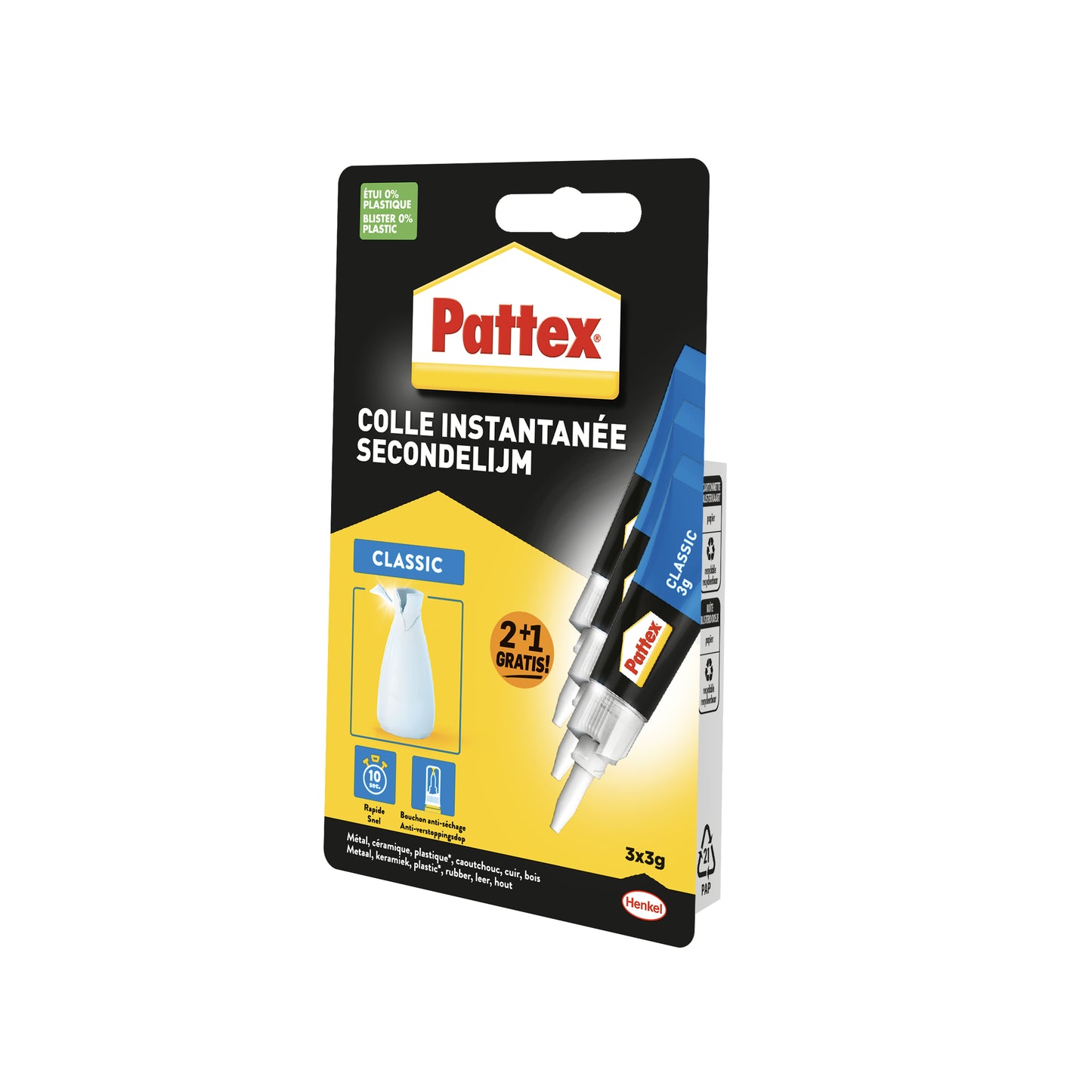 Secondenlijm Pattex Classic 3 gram 2+1 voordeelpak - 2