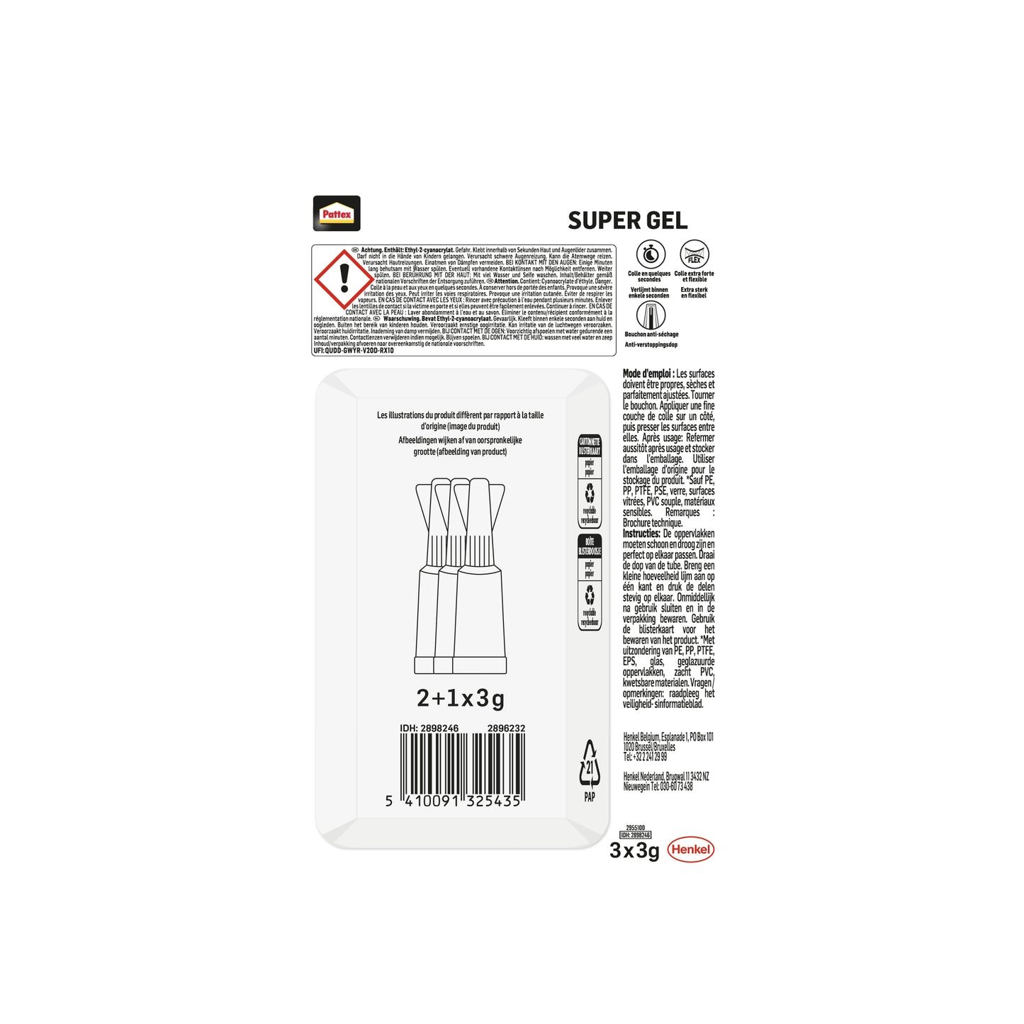 Secondenlijm Pattex Super Gel 3g 2+1 Gratis - 3