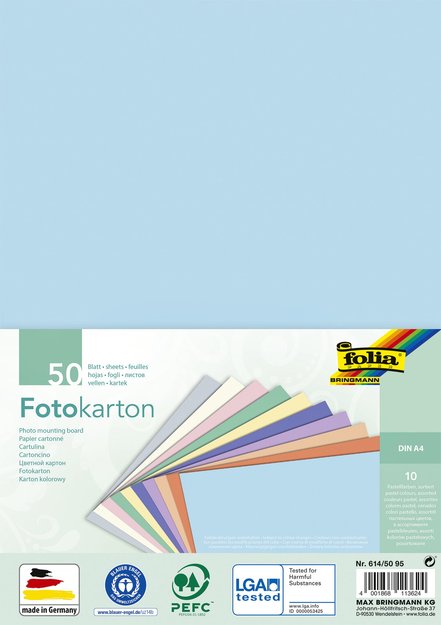 Folia Fotokarton 2-zijdig A4 pastel 50 vel