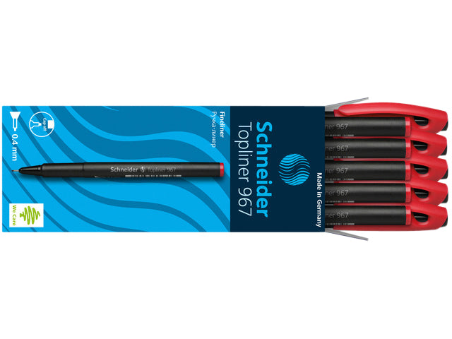 Schneider Topliner 967 Fineliner Rood 0,4mm - 5