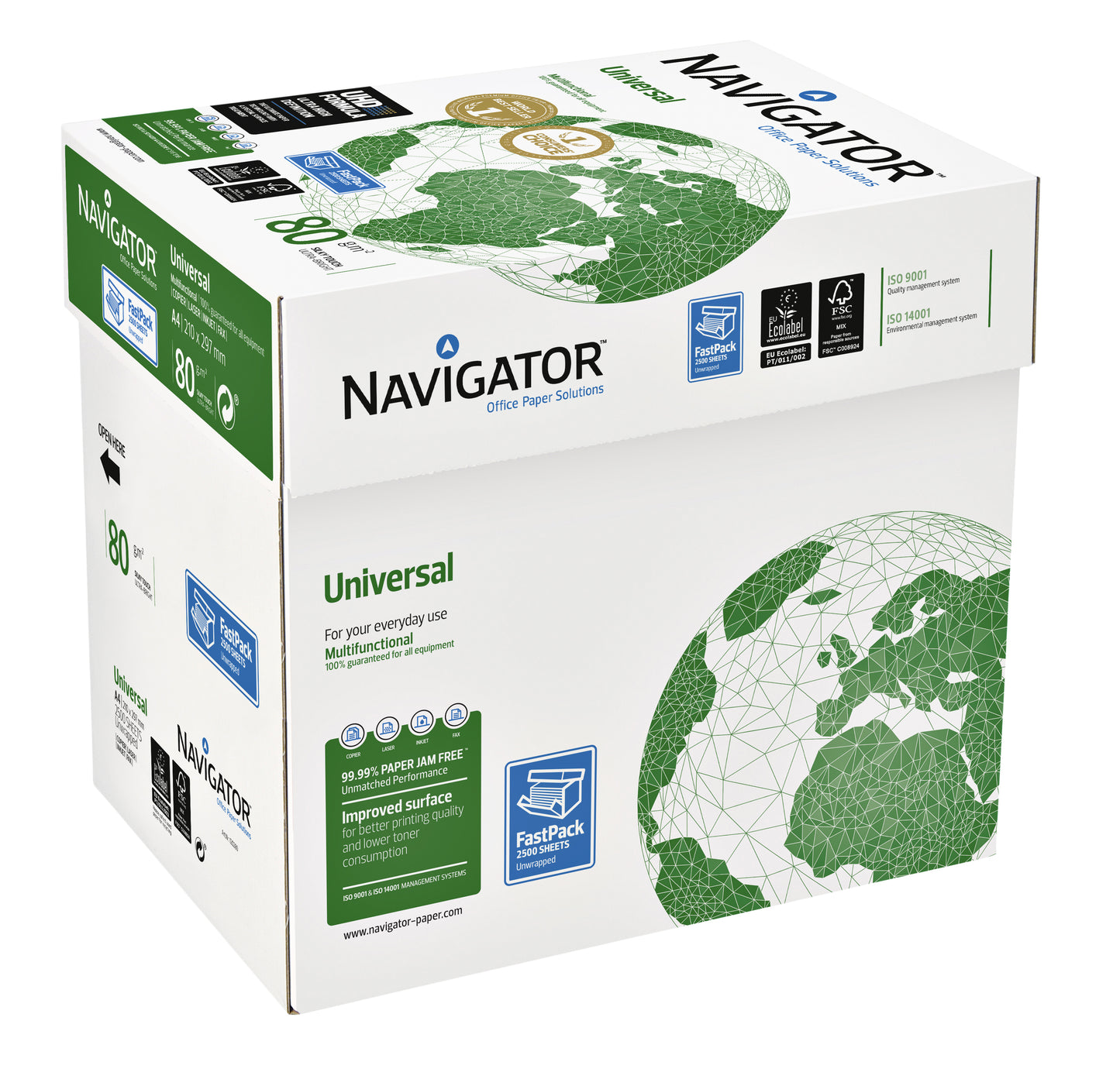 Kopieerpapier Navigator Uni Nonstop A4 80gr Wit