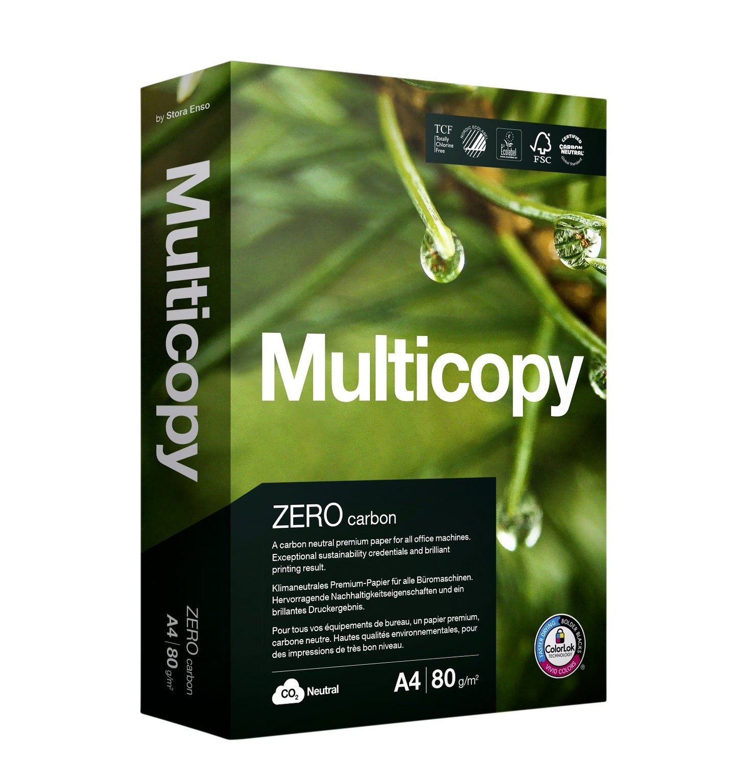 Multicopy Zero A4 80g Wit CO2 Neutraal, TCF en FSC-gecertificeerd