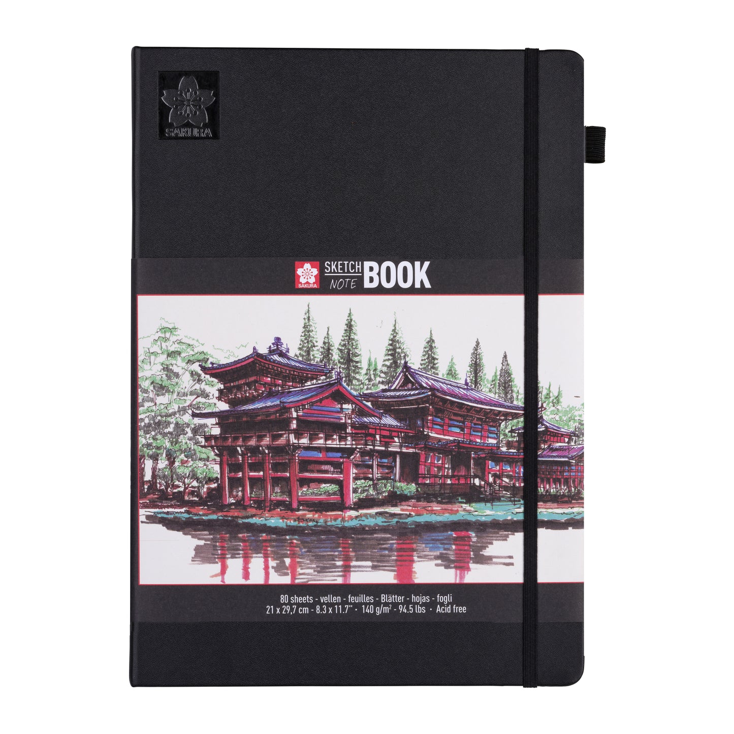 Schets- en notitieboek Sakura A4 met penhouder en envelop