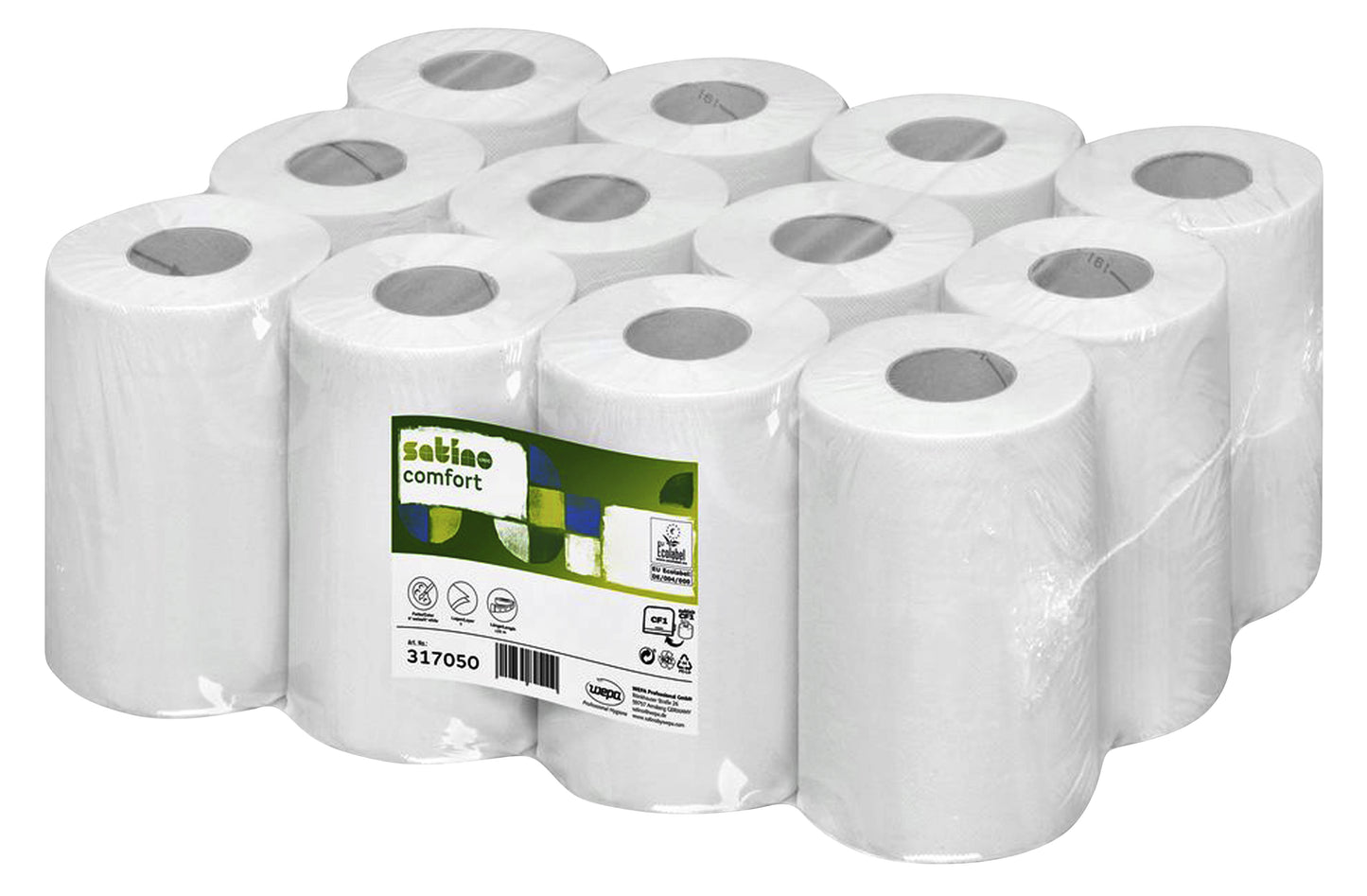 Poetspapier Satino Comfort CF1 1-laags rol 120m wit