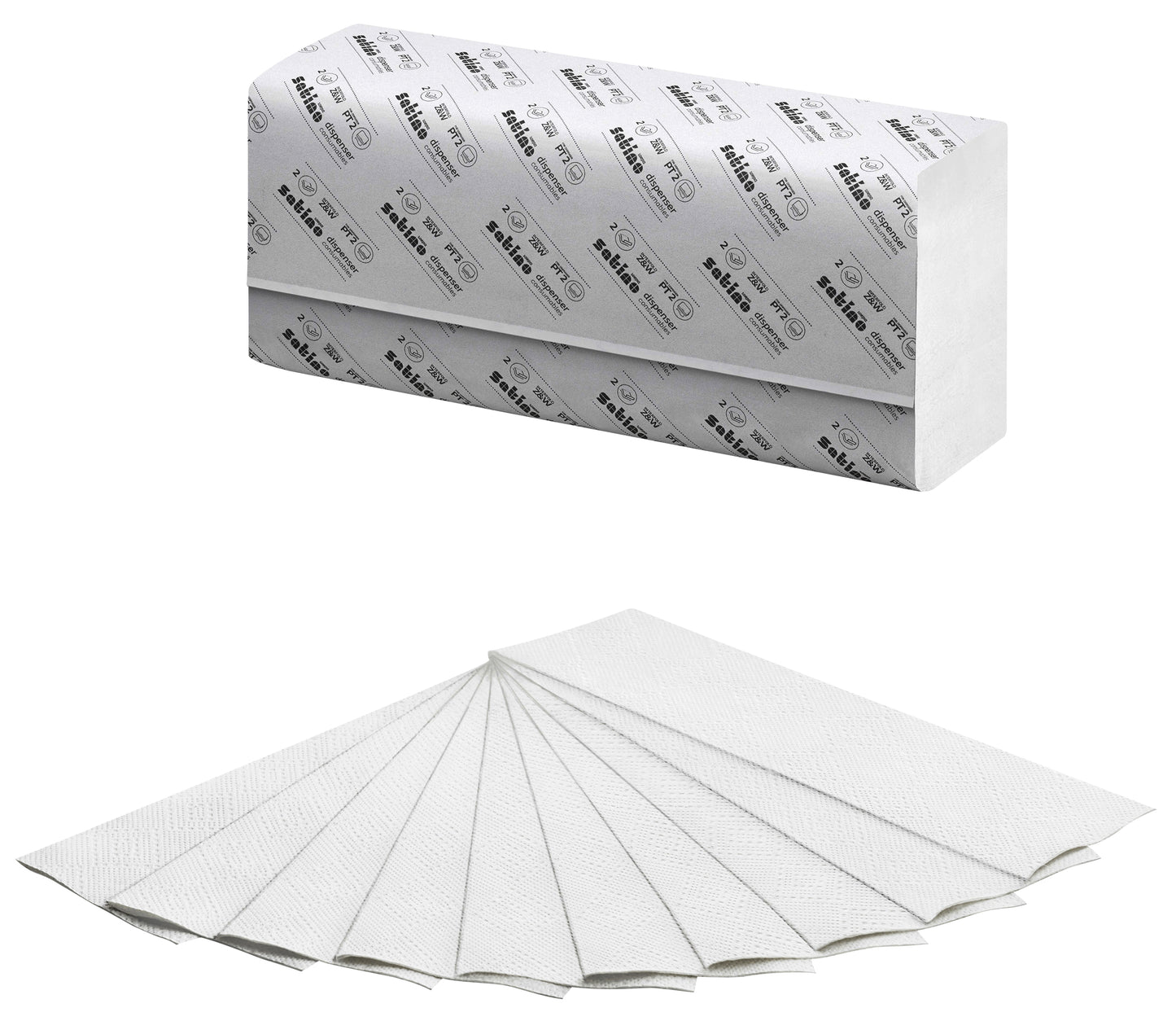 Satino Comfort PT2 Vouw Handdoek, 2-laags, wit, 20,6x24cm, 25 pakjes - 3