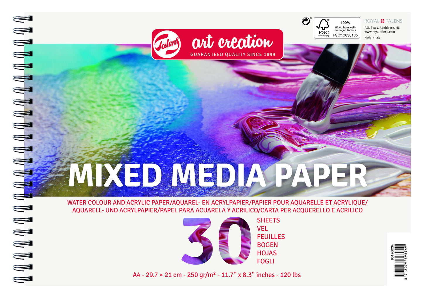 Talens Art Creation Mixed Media Papier A4, 250 g/m², 30 vellen