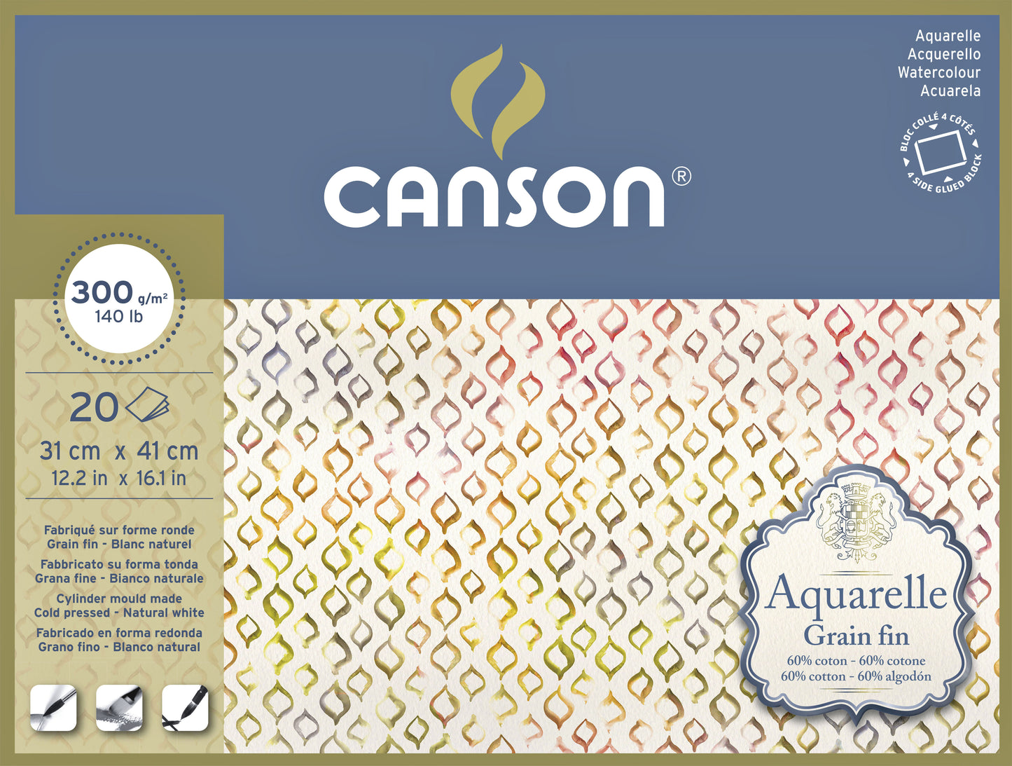 Canson Aqurelle Blok 31x41 cm 300 g/m², 20 vellen