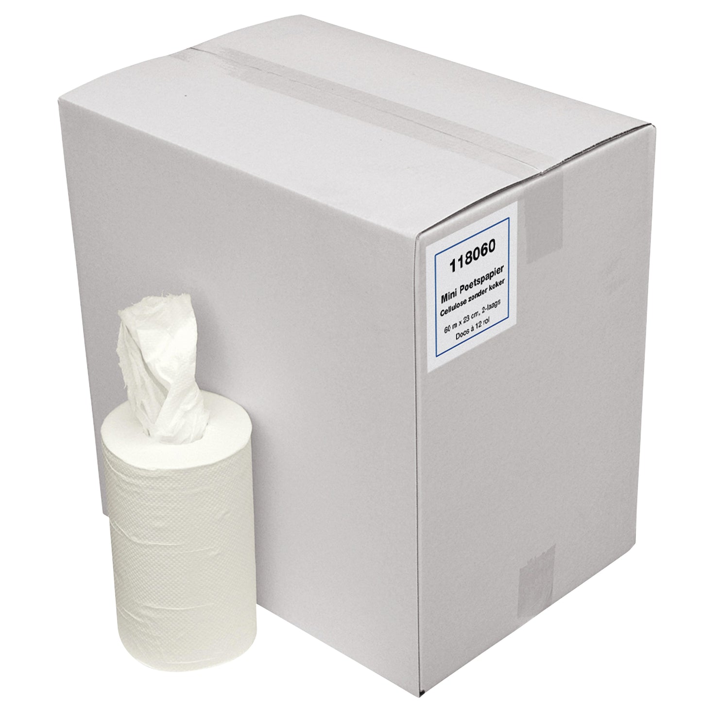 Poetspapier Mini 2-laags cellulose wit 80 meter - 2