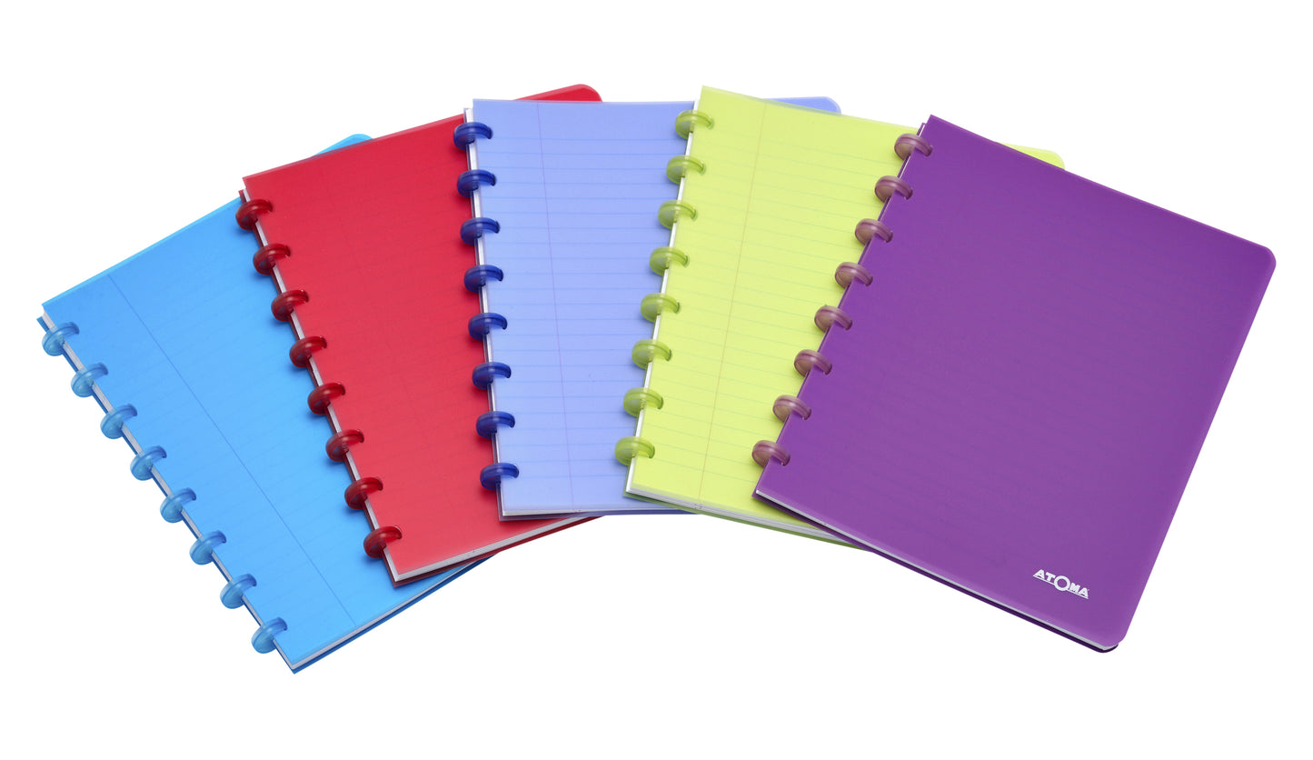 Atoma A5 gelinieerd schrift, 144 pagina's, 90 g/m², transparante kaft