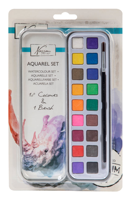 Aquarelverf Nassau Art 18 Kleuren met Penseel