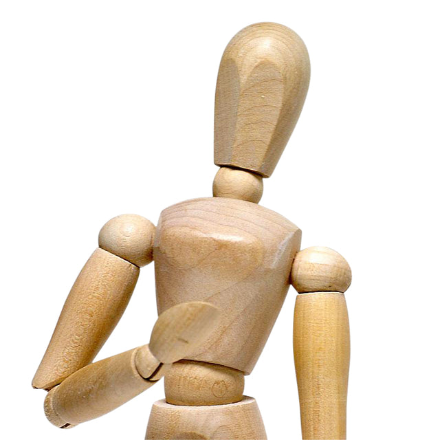 Houten ledenpop vrouw 32 cm, verstelbaar en ongelakt