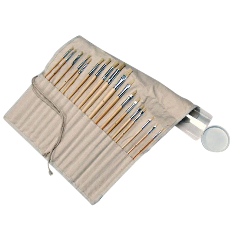 Conda Acryl Kwasten Set met varkenshaar in koker, 18 stuks