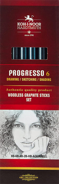 Koh-I-Noor Progresso Grafietstift HB 8B + Aqua - Extra Hardheid en Kleur