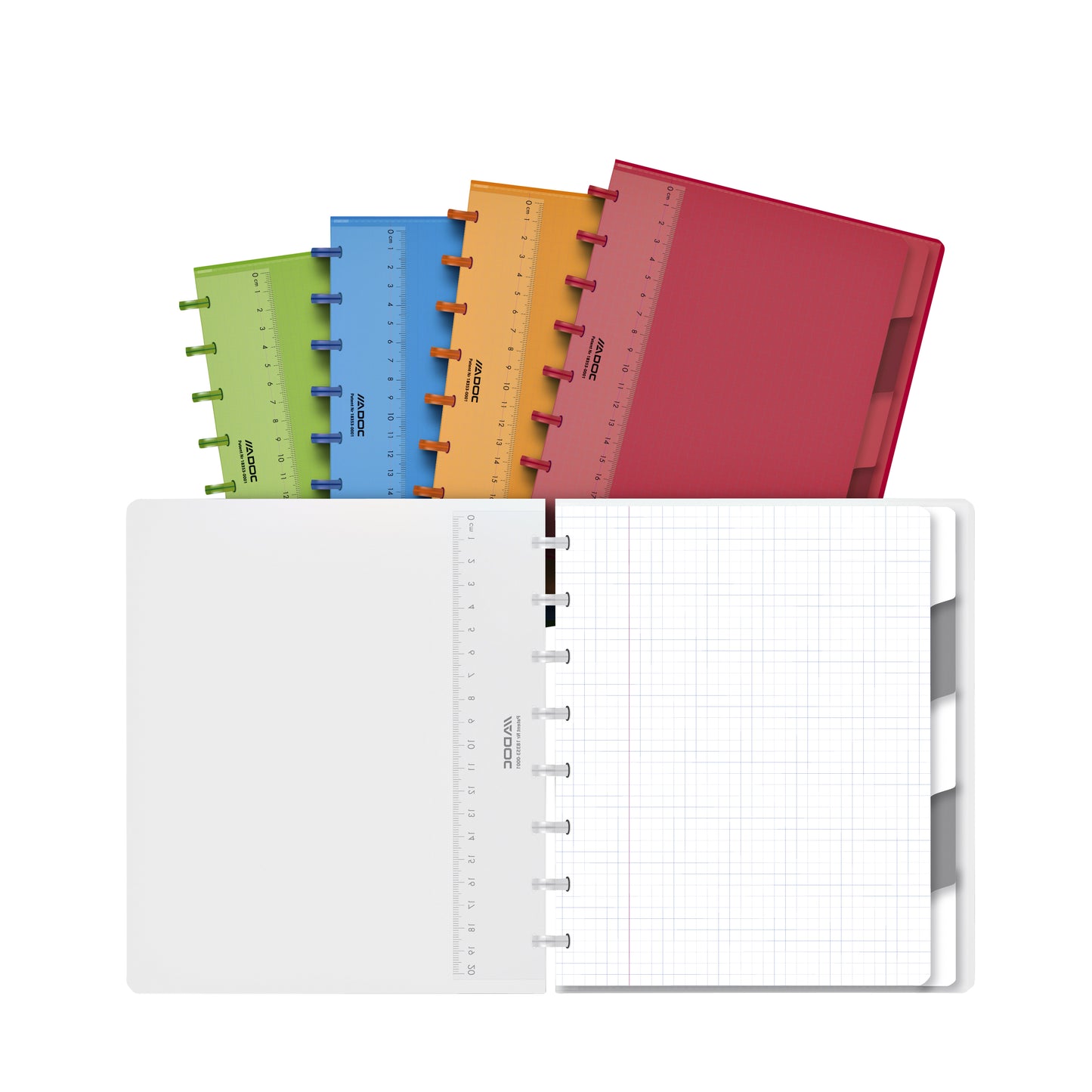 Adoc A5 Ruitschrift 5x5mm met 144 pagina's en 5 tabbladen