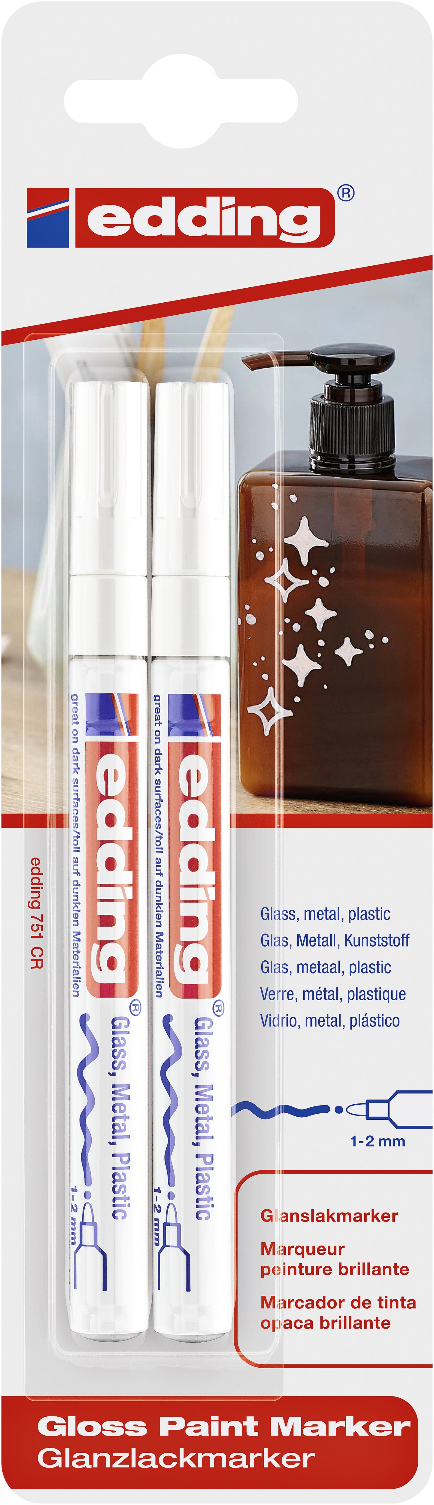 Edding 751 Lakmarker Rond 1-2mm Wit, Hittebestendig tot 1000°C