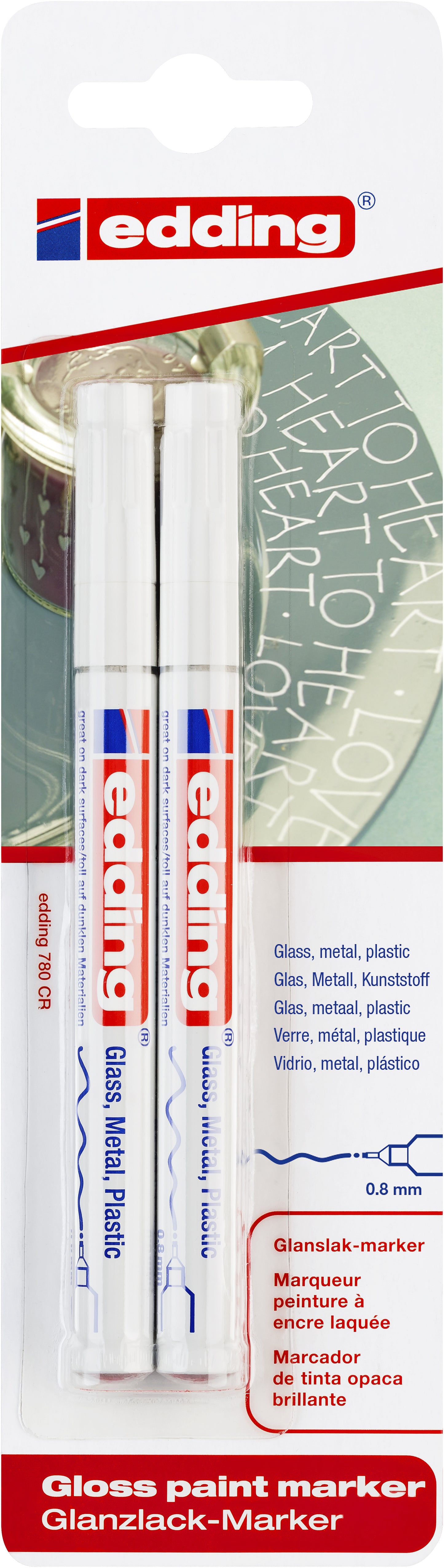 edding 780 lakstift rond 0.8mm wit voor gladde en donkere oppervlakken