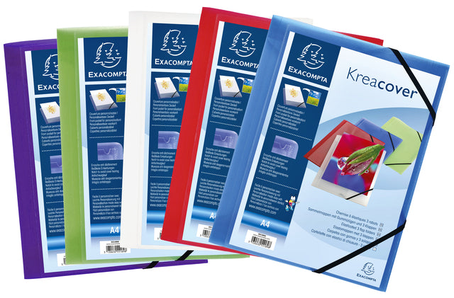 Elastomap Exacompta Kreacover A4 3-klep PP Assorti Kleuren