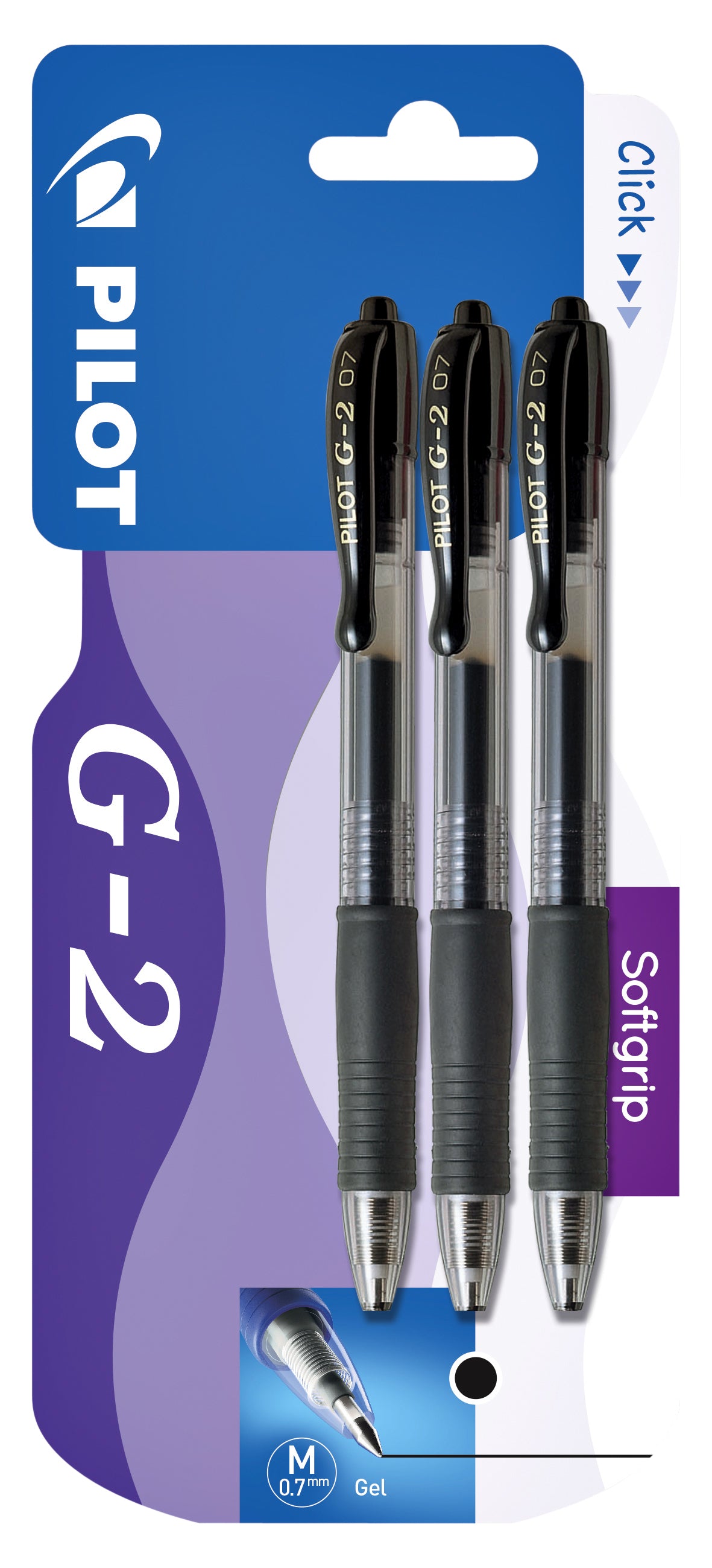 Gelschrijver Pilot G2-5 M Zwart 3st