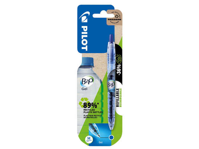 Pilot Begreen B2P Gelroller M Blister, 89,8% gerecycled Petflesmateriaal