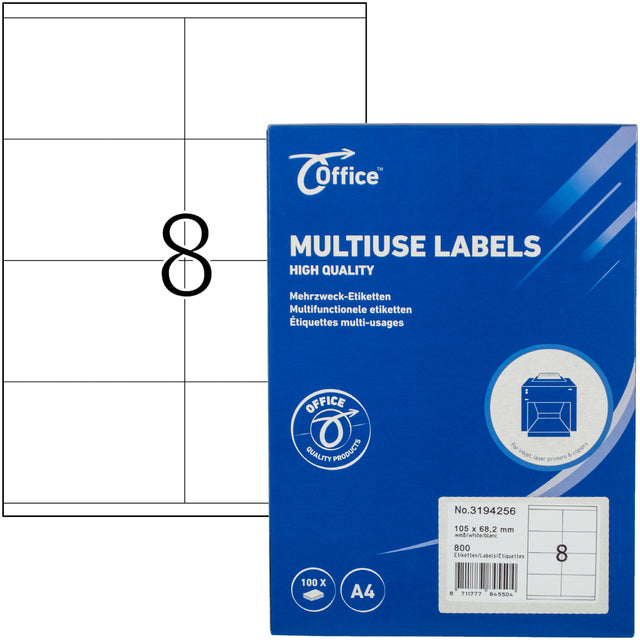 Office etiketten 105x68,2mm, 8 per vel