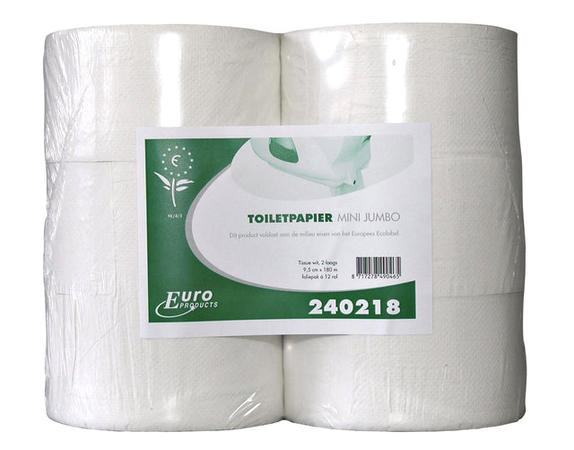 Toiletpapier Euro Products Q5 Mini Jumbo 2-laags 180m wit