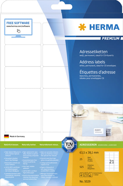Herma Etiket 5029 63,5 x 38,1 mm Wit Premium 25 stuks - 3