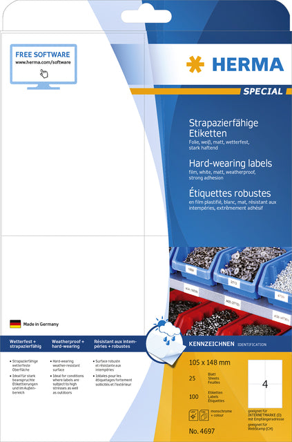 Herma 4697 Weerbestendige polyester etiketten 105x148mm, wit, A4 - 3