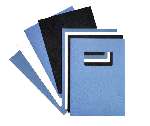 Voorblad GBC A4 lederlook met venster 250gr blauw