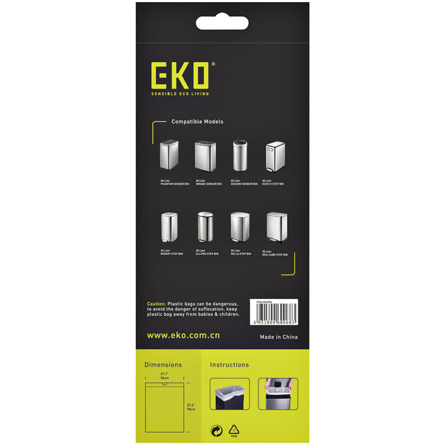 Afvalzak EKO MDPE type E 55x70cm 25-35L wit - 3