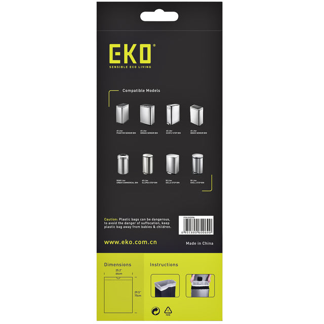 Afvalzak EKO MDPE type F 64x75cm 40-60L wit - 3