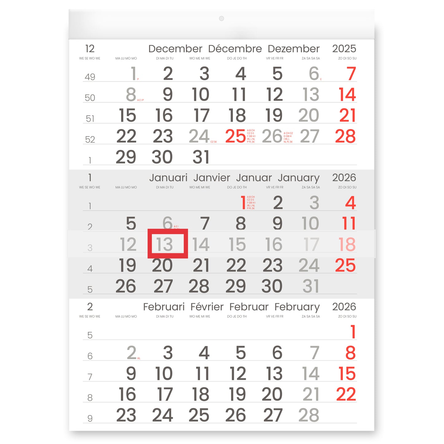 3-Maandkalender 2025 INNI Manager compact 30x40cm