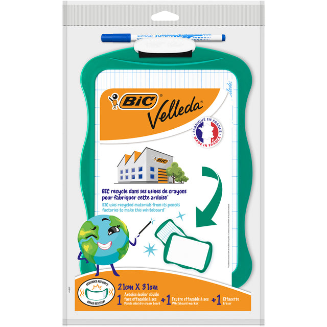 Whiteboard Bic 21x31cm met stift en wisser, gerecycled