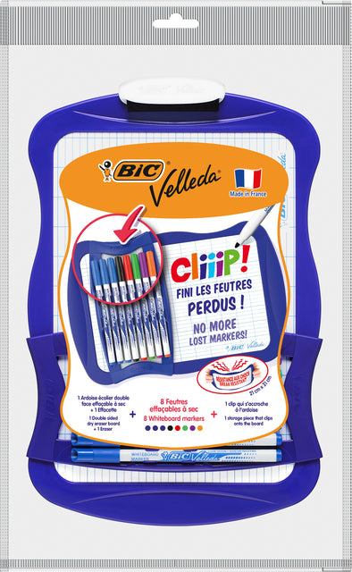 BIC Velleda Whiteboard 21x31cm met 8 Uitwisbare Stiften en Wisser