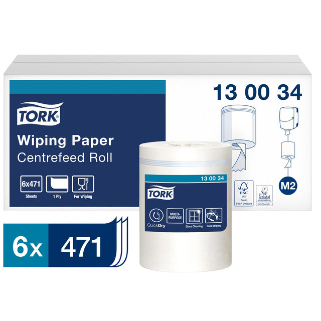 Poetspapier Tork M2 centerfeed wit 165 m