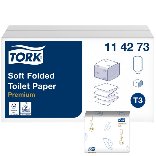 Tork T3 Premium Vouwtoiletpapier 2-laags 30 Bundels