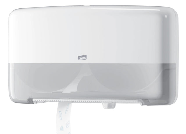 Toiletpapierdispenser Tork Twin Mini T2 wit met hoge capaciteit