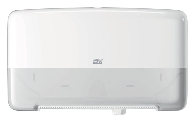 Toiletpapierdispenser Tork Twin Mini T2 wit met hoge capaciteit - 2