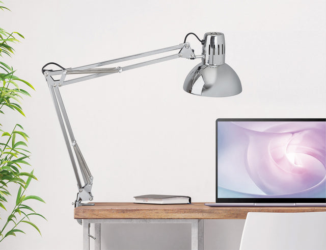 Bureaulamp MAUL Study met tafelklem chroom - 2