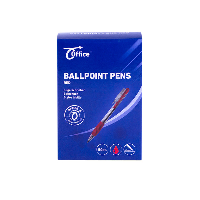 Office Click Balpen Rood met Rubber Grip - 3