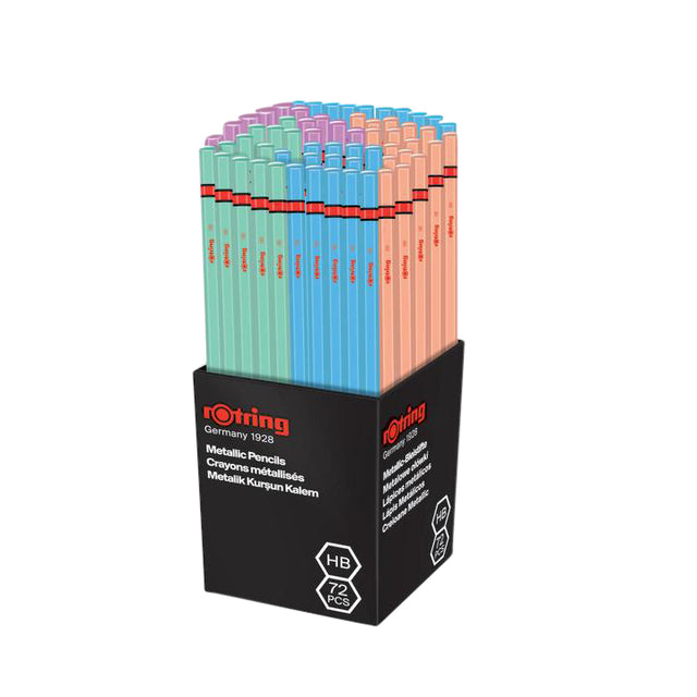 Potlood rOtring Woodcase HB, 6-kant, Metallic Kleur Assorti